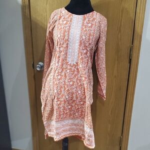 Chic Floral Orange and White Tunic